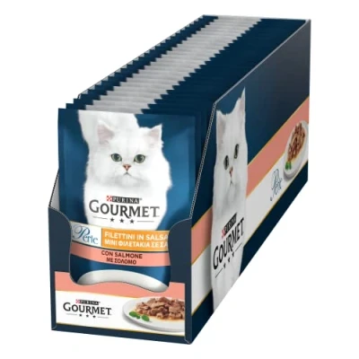 Imagen de Purina Gourmet Perle Filetes en Salsa Alimento húmedo para Gatos con salmón, 26 Sobres de 85 g