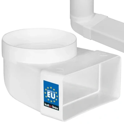 Imagen de KOTARBAU® conducto plano 90 para de ventilación, redondo, cuadrado, transición 120 x 60 mm, pieza plástico, diámetro 100 color blanco, conector canal, arco