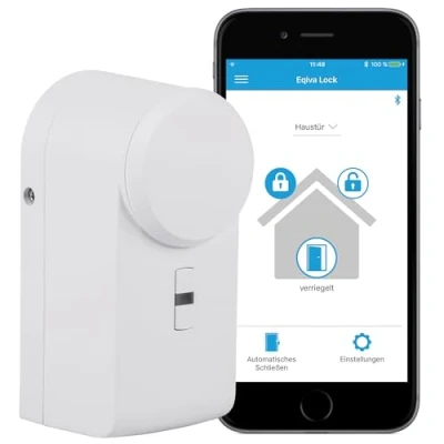 Imagen de eqiva Unidad de cierre puerta inteligente Bluetooth, blanca, 142950A0, 5,6 x 5,2 11,4 cm