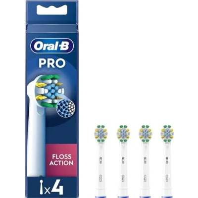 Imagen de Oral B Pro Floss Action Cabezal de cepillo dientes eléctrico, en forma X y cerdas interdentales para una eliminación más profunda la placa, paquete 4 cabezales dientes,