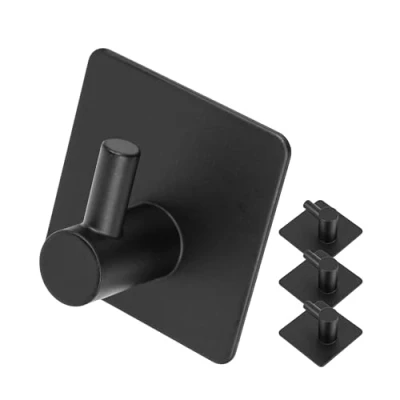 Imagen de 4 ganchos adhesivos de acero inoxidable para toallas, albornoces, paños cocina, baños, toalleros autoadhesivos