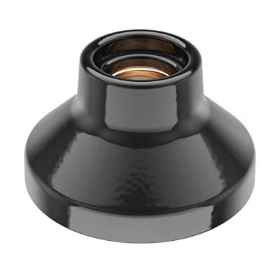 Imagen de ledscom.de Plafón/portalámpara ELEKTRA, porcelana, negro brillante, 1x E27 máx. 300W, diseño de barra, lámpara ambiente, pie E27, 1 luz, tendencia, cocina, mesa comedor,