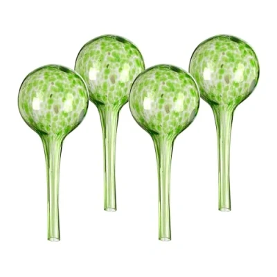 Imagen de Relaxdays Globos de Riego Cristal, Set 4, 15x6 cm, Bolas para Regar Plantas, Autorriego Vacaciones, Verde