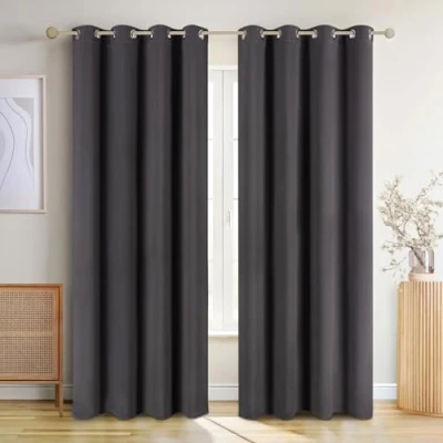 Imagen de Blumtal Cortinas Opacas 2 Piezas 265x140cm Salon Dormitorio con Ojal termicas aislantes Frio y Calor Grises Antracita