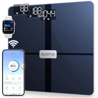 Imagen de RENPHO Bascula de Baño Wi Fi, Inteligente Grasa Corporal y Muscular por Bluetooth, 13 Mediciones Análisis Composición Monitor Salud, Elis Aspire