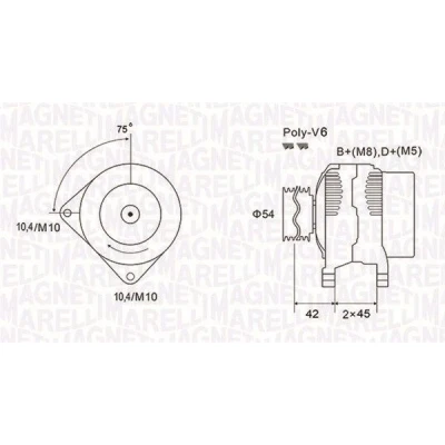 Imagen de MAGNETI MARELLI 063731564010 Alternador 12V 90A CITROËN: Xsara Picasso, Berlingo / First I Furgón, Jumper II PEUGEOT: 206 Hatchback