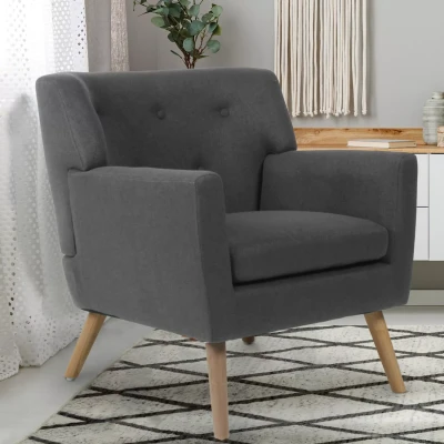 Imagen de IDMarket Sillón escandinavo LIV de tela gris antracita
