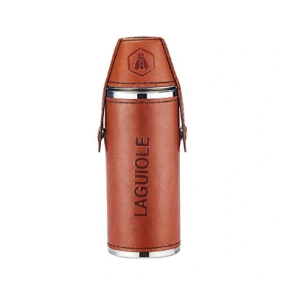 Imagen de LAGUIOLE Frasco de alcohol con 2 copas Navidad, caja regalo cumpleaños Capacidad 8 OZ 235 ml Ideal para transportar todo tipo
