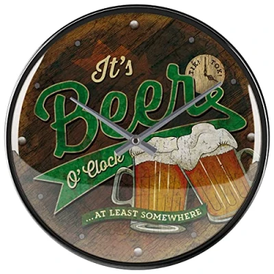 Imagen de Nostalgic Art Reloj Retro de Pared, Ø 31 cm, Beer O&#039; Clock Idea Regalo para Amantes a Cerveza, Gran decoración, Diseño Vintage