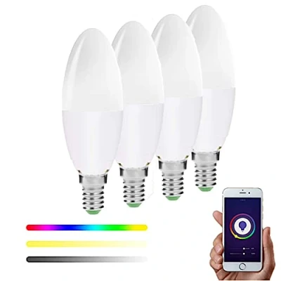 Imagen de SMARTFY Bombilla Inteligente WiFi E14 Casquillo Fino LED RGBW compatible con Alexa, Google Home, Smart Life, Tuya, Multicolor Regulable 6W (4)