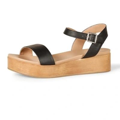 Imagen de Amazon Essentials Sandalia con Plataforma y Dos Bandas Mujer, Negro, 40 EU