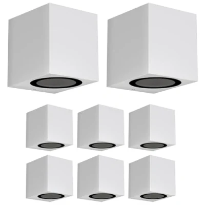 Imagen de ledscom.de 8 unid. aplique ALSE para exterior, IP54, downlight, blanco mate, angular, 1x GU10 máx. 35W