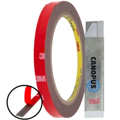 Imagen de CANOPUS 3M Cinta Adhesiva Doble Cara Extrafuerte 8mm x Impermeable Tira Cara, Para Tiras LED, Coche, Interior y Exterior Double Sided Tape Adherente