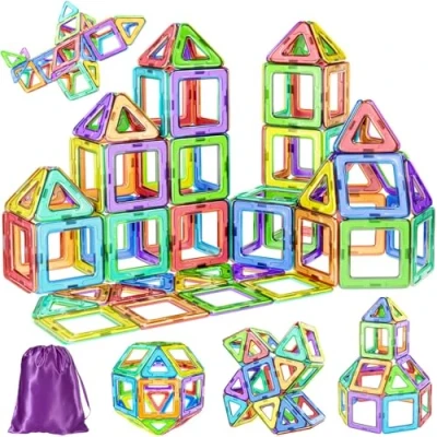 Imagen de COOLJOY 40 Piezas Bloques Construccion Niños Construcciones Magneticas de Construcción Magnéticos para Niñas 2 3 4 5 6 7 8 Años