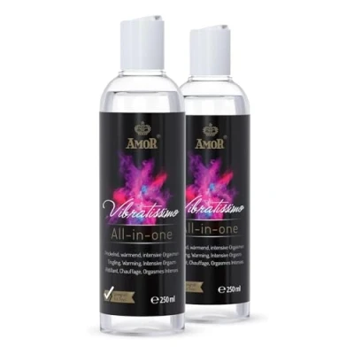 Imagen de Vibratissimo Play Gel all in one 2x250 ml I lubricante con efecto cálido, estimulante y potenciador del orgasmo lubricación a base de agua para juguetes condones látex