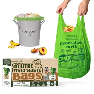 Imagen de Generation earth Bolsas de basura biodegradables para residuos alimentos (70 unidades, 10 L)