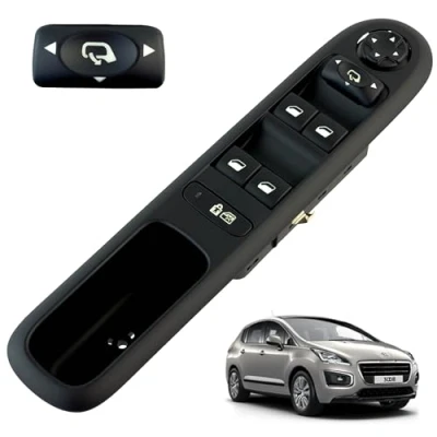 Imagen de Botonera elevalunas compatible para Peugeot 3008 y 5008 (2010 2016) mando delantero izquierdo (conductor) CON retrovisores abatibles 6490X6 96650621ZD