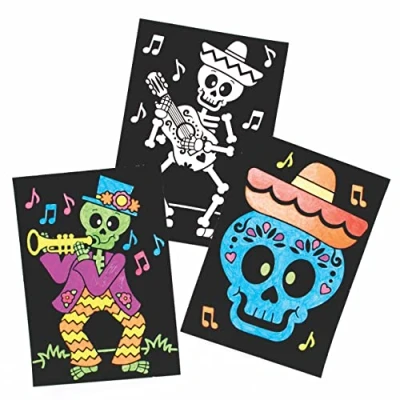 Imagen de Baker Ross FE729 Decoraciones de Imágenes del Día los Muertos para Colorear Paquete 10, Fieltro Manualidades, Haz tu Propia Decoración Imágenes, Juego Manualidades