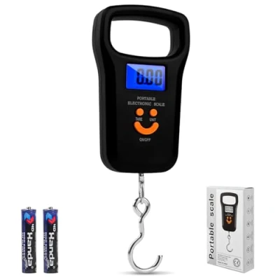Imagen de Báscula de Equipaje Digital con Gancho, 110lb / 50kg Balanza Colgante Pesca, LCD Retroiluminada, Precisión Extrema