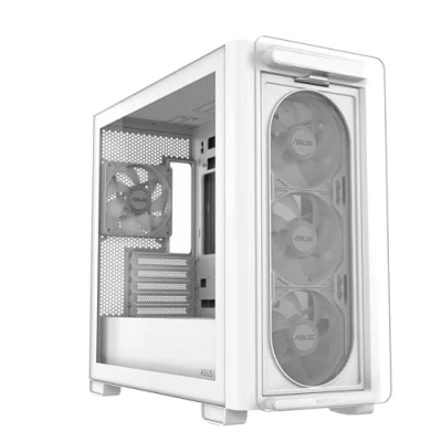 Imagen de ASUS A23 Plus Chasis PC Micro ATX (4 Ventiladores ARGB preinstalados, Compatible con disipador CPU de 165 mm, radiadores 360 gráfica 380 PSU ATX, gestión Cables 33 mm), Blanco