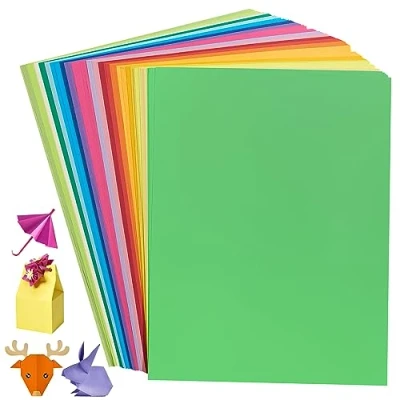 Imagen de papel de origami colores, 200 hojas, 20 colores brillantes, 8,3 x 11,7 pulgadas, 70 g/m², plegable A4 doble cara para proyectos manualidades, bricolaje, niños y adultos