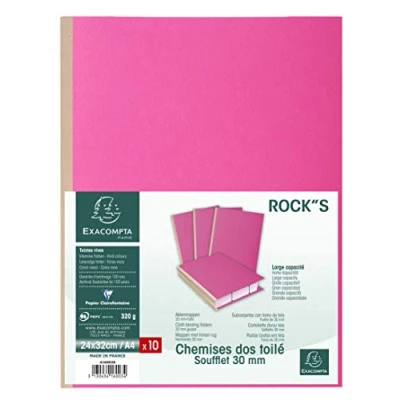 Imagen de Exacompta 416003E Lote de 10 Subcarpetas con Fuelle Tela Rock&quot;S 320, Color Rosa