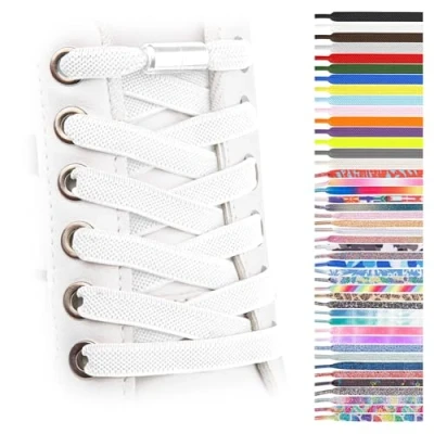Imagen de SULPO cordones elásticos planos sin atar coloridos de cierre rápido zapatillas deporte elasticos niños atacadores