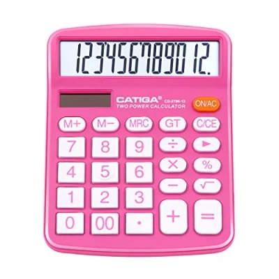 Imagen de Calculadora de Escritorio 12 dígitos con Pantalla LCD Grande y botón Sensible, Doble alimentación Solar batería, función estándar para Oficina, hogar, Escuela, CD 2786