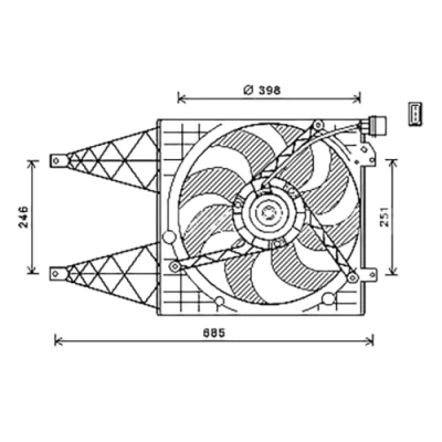 Imagen de PRASCO SK322F002 ventilador de radiador 393 250 sin bastidor (armazón) SEAT: Ibiza 3, Córdoba II Berlina, 4 Sportcoupe