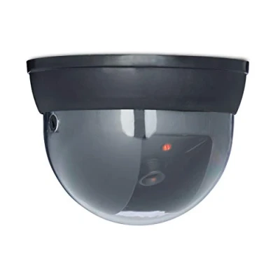 Imagen de Relaxdays Domo Dummy Camera con luz LED, parpadeo ajustable, cámara de seguridad, falsa, negro