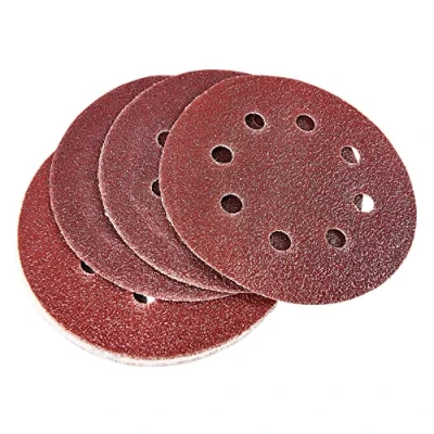 Imagen de Amtech V4060 P60 Hojas de lija orbitales gancho y bucle, juego 10 piezas, papel 115 mm diámetro