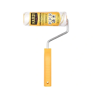 Imagen de HARDY WORKING TOOLS Kits de herramientas pintura, Rodillo antigota poliacrílico, Altura del pelo 12mm, Eslora 18cm, Diámetro 48mm, Blanco y amarillo, A0180 580000