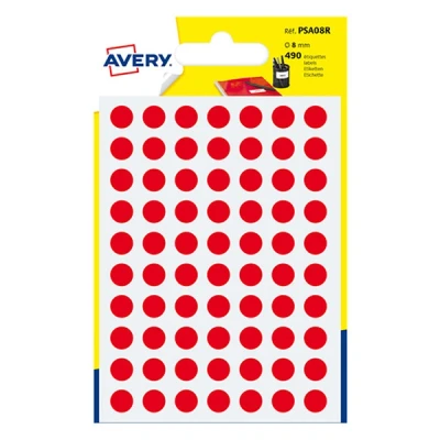 Imagen de Avery España PSA08R Bolsas de gomets Rojos, medida 8mm, Total 490