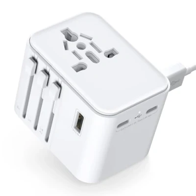 Imagen de Adaptador Enchufe Universal, Internacional de Viaje con 2 USB A y C, para EU, Reino Unido, Americano, Canadá, Australia,Enchufe Universal Viaj ((Whtie)