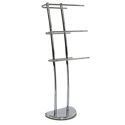Imagen de TIENDA EURASIA Toallero, Toallero de pie en Acero Cromado, Colgador Toallas 3 Alturas con Base Antideslizante, Baño Tamaño 30 x 18,5 104 cm, Alto Diseño Elegante