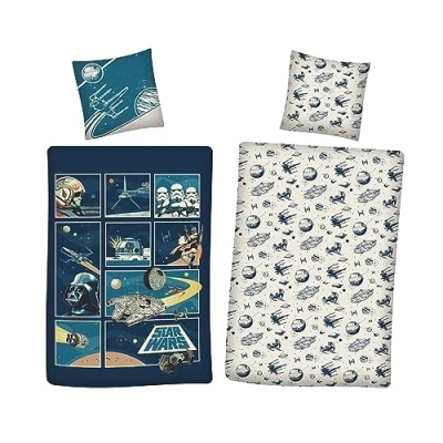 Imagen de AYMAX Star Wars Juego de cama reversible (2 piezas, 135 x 200 cm, 80 cm), multicolor