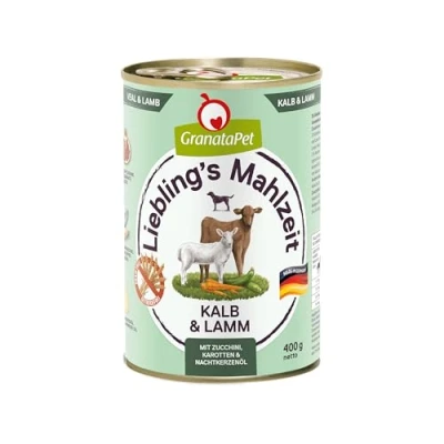 Imagen de GranataPet Liebling&#039;s Mahlzeit Kalb &amp; Cordero, Comida húmeda para Perros, Perros sin Cereales y azúcares, pienso Completo, 6 x 400 g