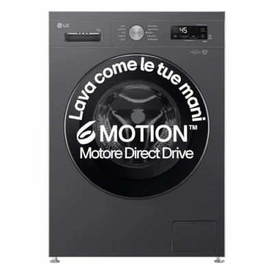 Imagen de LG F4NX1009NMB Lavadora de 9 kg carga frontal serie X1, clase A, 1400 rpm, Wi Fi, 6 Motion Direct Drive, lavado a vapor Allergy Care, libre instalación, Middle Black