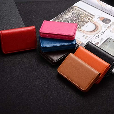 Imagen de Tarjetero para tarjetas de visita, 1 funda piel sintética identificación, regalo amigos, hombres y mujeres, color marrón