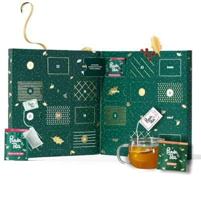 Imagen de Panda tea Calendario de Adviento 2024 Tés e infusiones para Navidad Caja regalo té Surtido 24 bolsitas muselinas Ideas mujer y hombre