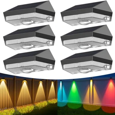 Imagen de Anmossi Luces Solares para Exteriores,6 Piezas Jardin Impermeable,10 Colores de Luz,Blanco Cálido,Blanco Frío y RGB,Luces LED Exterior, Escalones,Vallas,Patios,Terrazas