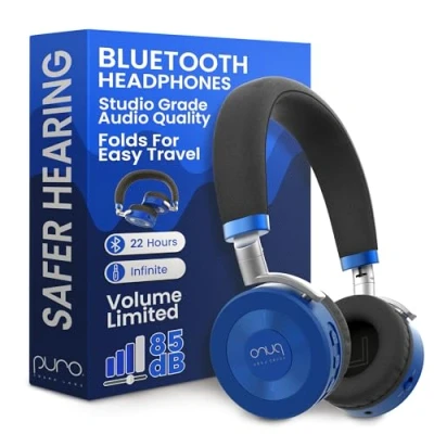 Imagen de Auriculares JuniorJam Plus con Limitación de Volumen para Niños Puro Sound Labs, Bluetooth Ajustables tabletas, Smartphones, Ordenadores 22 Horas autonomía (Azul)
