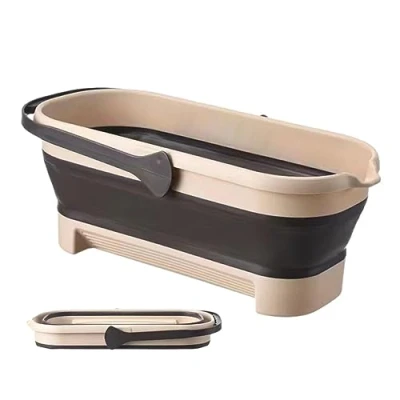 Imagen de mingchengheng Cesta Colada para la Ropa 57cm, Cubo Silicona Plegable Forma rectángulo portátil Que Ahorra Espacio,Multiusos BalPlegable Agua con Asa Limpiar, Acampar y Pescar