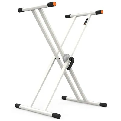 Imagen de Audibax Onyx 130 Plus White Soporte de Teclado Tijera Doble para Musical Electrónico Sistema Ajuste con Rótula Easy Lock Carga Máxima 65 kg