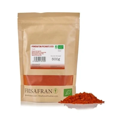 Imagen de FRISAFRAN Pimentón picante en polvo 500g molido Ecológico pimenton español Alto nivel vitaminas y minerales sin gluten Origen Murcia