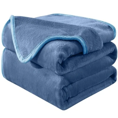 Imagen de HOZY Manta de Forro Polar Franela Supersuave, cálida y esponjosa, para Cama sofá, Toda Estación (Azul Lavado 150x200cm)