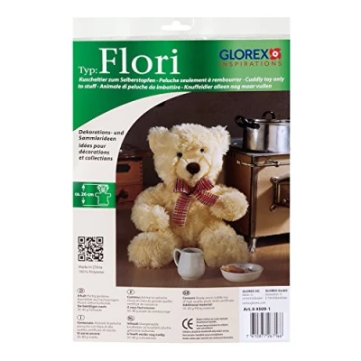 Imagen de Glorex 0 4509 1 Peluche Flori Aprox Altura Cosido de Felpa sólo Necesita rellenarse con Certificado Nacimiento, Plush, Beige, ca. 26 cm