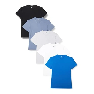 Imagen de Lower East LE105 Camiseta, Negro, Azul Ahumado, Real, Gris Claro Mezcla y Blanco (Paquete de 5), XXX Large (Pack 5) para Hombre