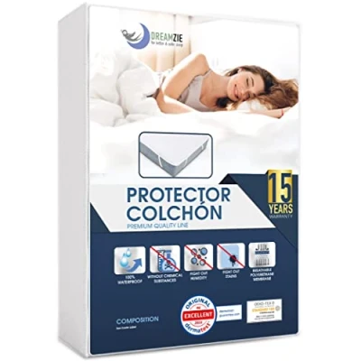Imagen de Protector Colchon 150x200 Impermeable Antiacaros Made in EU &amp; Oeko Tex Dreamzie Funda 4 Esquinas Elásticas