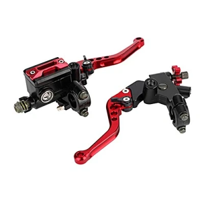 Imagen de Un par de palancas embrague izquierda y derecha, 1 depósito cilindro maestro freno motocicleta universales 7/8 &quot;(22 mm)(rojo)